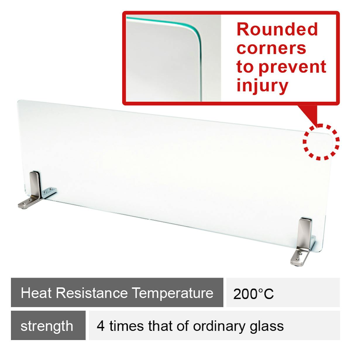 Kitchen Oil Splash Guard - Polished Cross Section / Rounded Corners to Prevent Injury